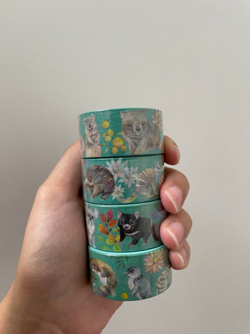 Turquoise Australian Animals Washi Tape