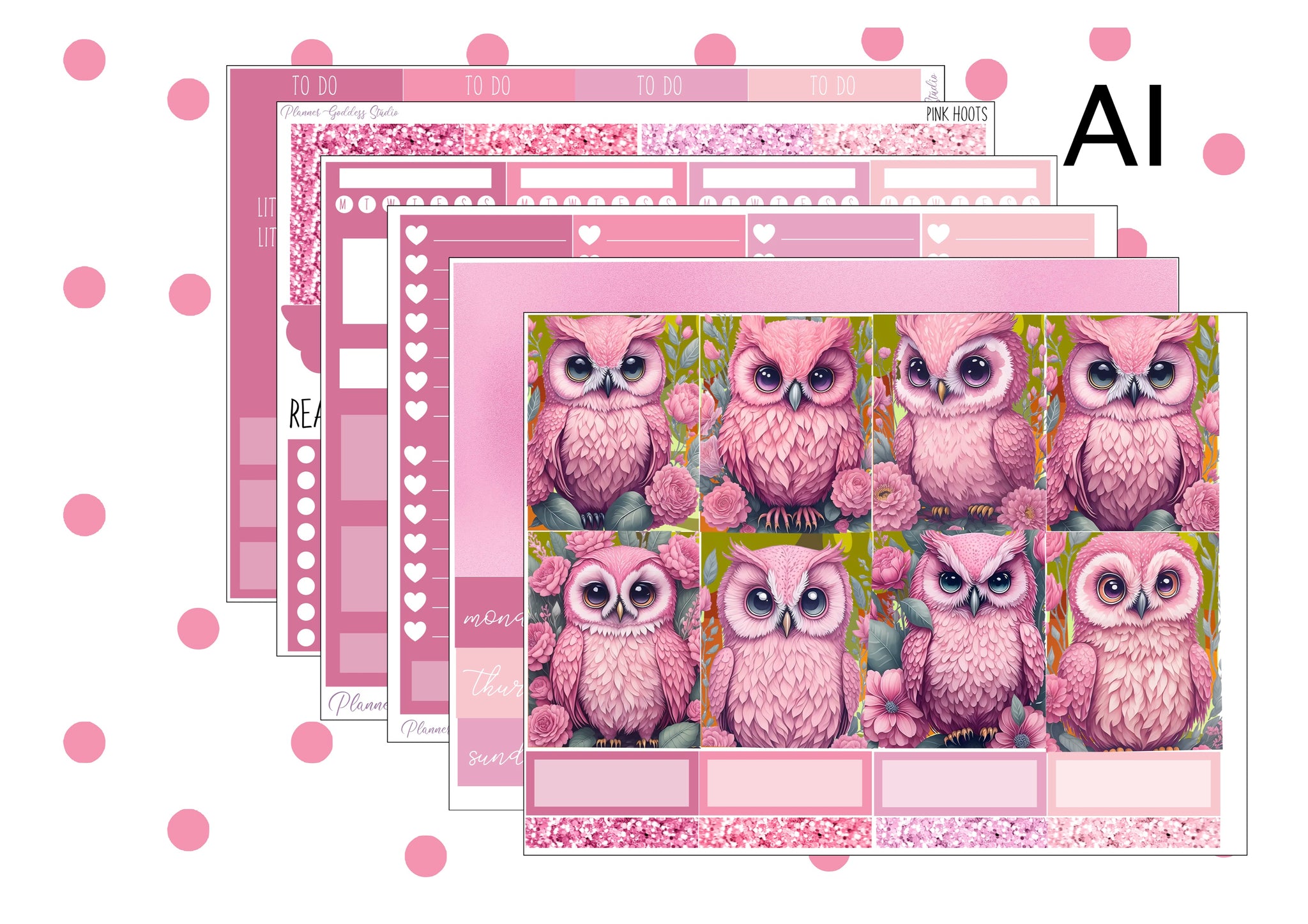 Pink Hoot Sticker Kit