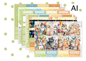 Birthday Kitties Sticker Kit