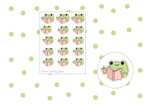 Reading and Coffee Frog Sticker Sheet