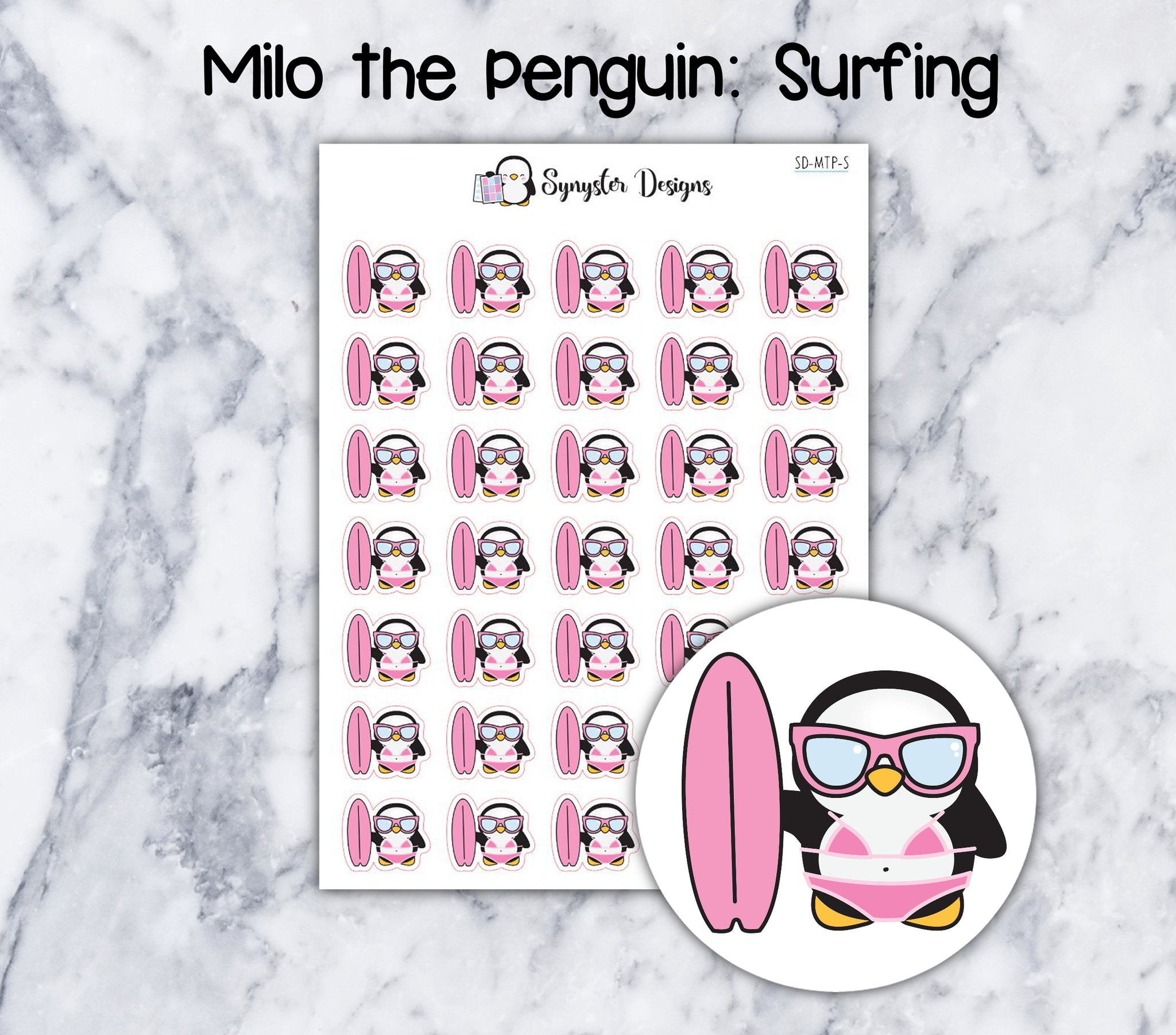 Surfing Milo the Penguin