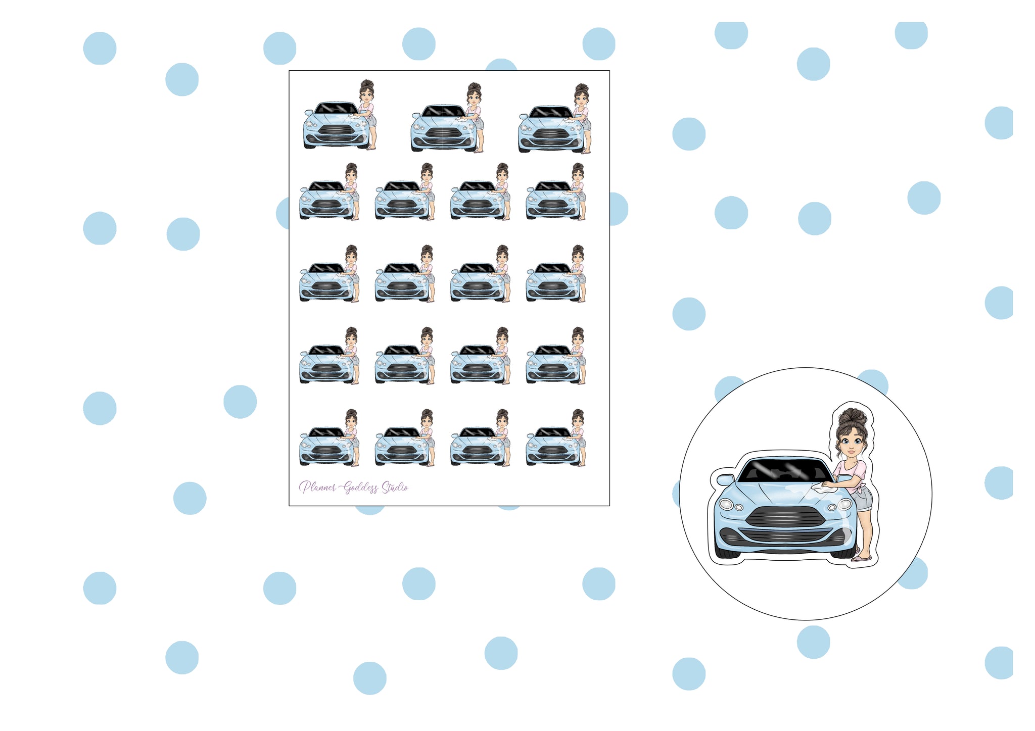 Car Wash Girls Sticker Sheet