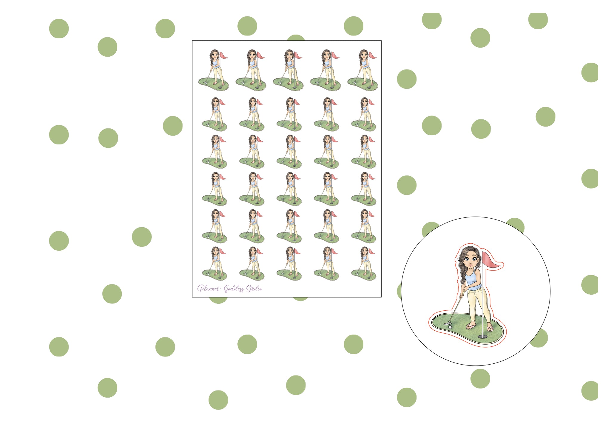Mini Golf Girls Sticker Sheet